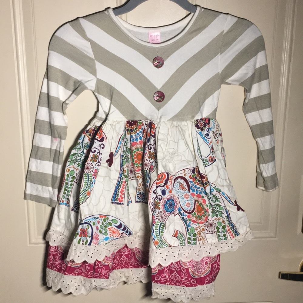 Giggle Moon Striped Lace Dress NEW SZ 6X